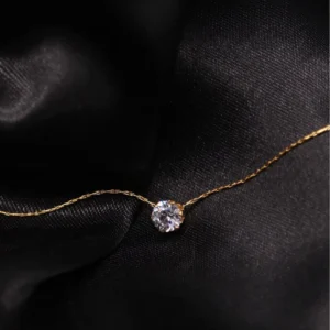 Stainless Steel Gold Plated Dainty Stone Necklace