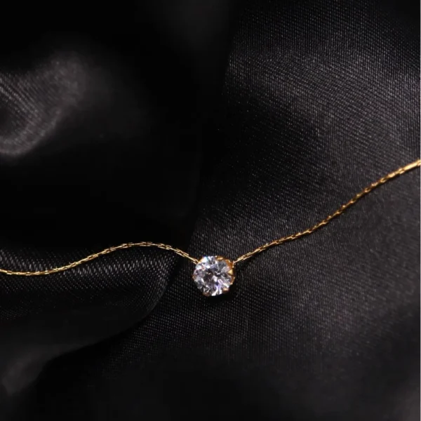 Stainless Steel Gold Plated Dainty Stone Necklace