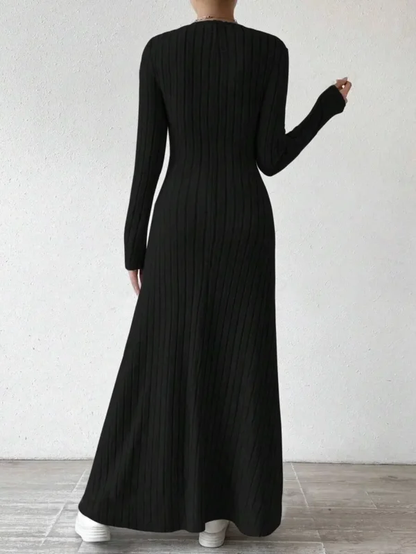 Fashionable Knitted Long Sleeve Streetwear Dress - Image 3