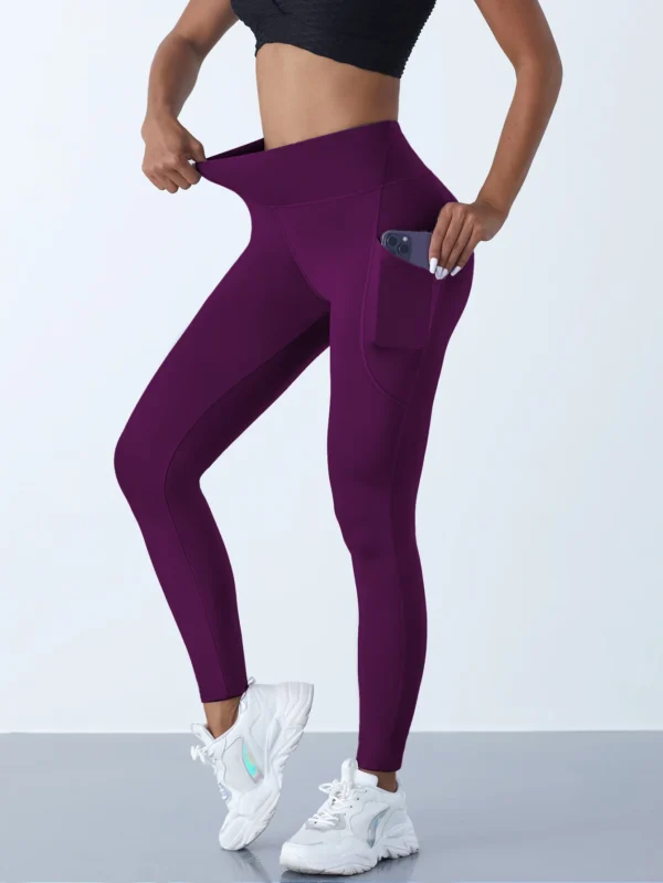High Waist Women's Yoga Pants With Pockets - Image 3