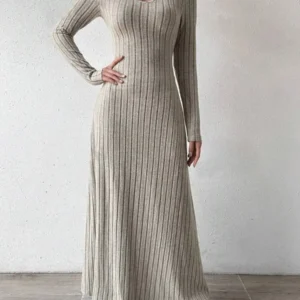 Fashionable Knitted Long Sleeve Streetwear Dress