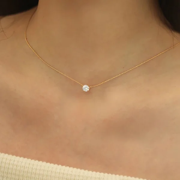 Stainless Steel Gold Plated Dainty Stone Necklace - Image 5