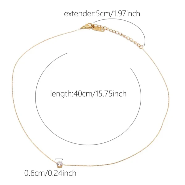 Stainless Steel Gold Plated Dainty Stone Necklace - Image 7