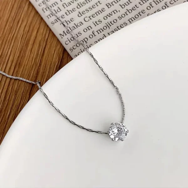 Stainless Steel Gold Plated Dainty Stone Necklace - Image 2
