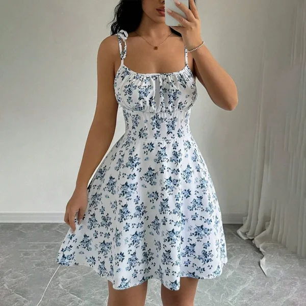Women's Summer Floral Spaghetti Strap Beach Dress